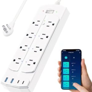 Smart Power Strip, Yozisital Surge Protector with 6 Smart Outlets and 4 USB Ports, 5FT Flat Plug Extension Cord for Home Office